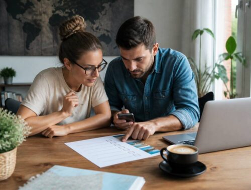 Met een checklist en laptop vakantieopties vergelijken voor een zorgeloze boeking